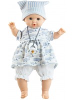 Кукла Paola Reina Alex & Sonia - Соня, с рокля с китове и шапка, 36 cm