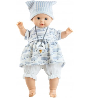 Кукла Paola Reina Alex & Sonia - Соня, с рокля с китове и шапка, 36 cm