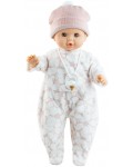 Кукла Paola Reina Alex & Sonia - Соня, с розова пижама на бели цветя и шапка, 36 cm