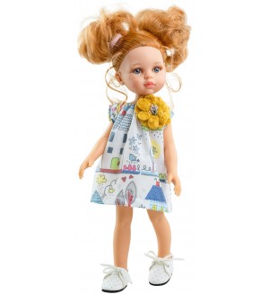 Кукла Paola Reina Amigas - Даша, с къса рокля на къщички и 2 опашки, 32 cm