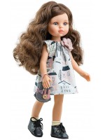 Кукла Paola Reina Amigas - Карол, с къса рокля с къщички, 32 cm