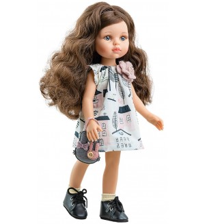 Кукла Paola Reina Amigas - Карол, с къса рокля с къщички, 32 cm
