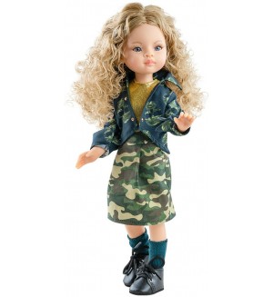 Кукла Paola Reina Amigas - Маника, с камуфлажна пола и дънково яке, 32 cm