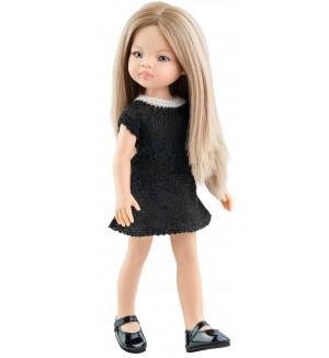 Кукла Paola Reina Amigas - Маника, с къса черна рокля, 32 cm