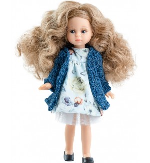 Кукла Paola Reina Mini Amigas - Инес, с рокля и плетена жилетка, 21 cm