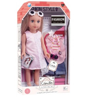 Кукла Raya Toys - Camilla, с дрехи и аксесоари, 44 cm