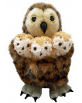 Кукла за театър The Puppet Company - Кафява сова с 3 бебета, 33 cm