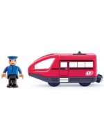 Локомотив Woody - Червен, с батерия и машинист