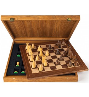 Луксозен ръчно изработен шах Manopoulos - Модернистичен стил, орех, 40 х 40 cm