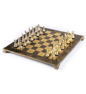 Луксозен шах Manopoulos - Staunton, кафяво и златисто, 44 x 44 cm