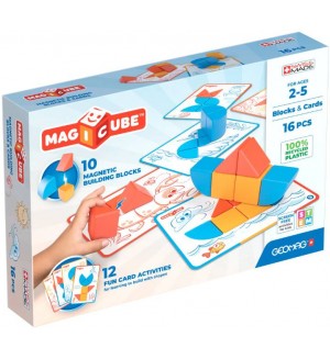 Магнитен конструктор Geomag - Magicube, Форми и карти, 16 части