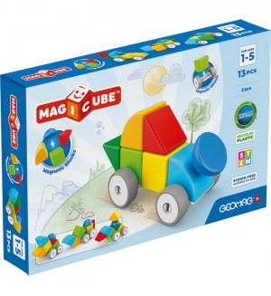 Магнитен конструктор Geomag - Magicube, Колички, 13 части