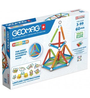 Mагнитен конструктор Geomag - Supercolor, 60 части Mагнитен конструктор Geomag - Supercolor, 60 части