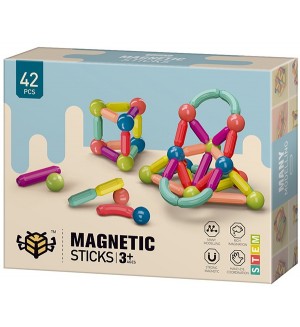Магнитен конструктор Smart Baby - С топчета и пръчки, 42 части