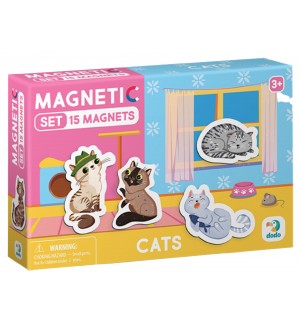 Магнитна игра Dodo - Котки, 15 части
