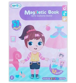 Магнитна книга Raya Toys - Момиче с дрехи, 51 части Магнитна книга Raya Toys - Момиче с дрехи, 51 части