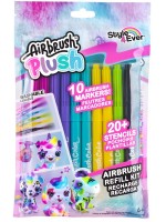 Маркери за аерограф Canal Toys -  Airbrush Plush, 10 броя, с шаблони