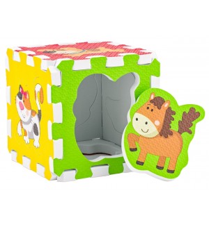 Мек пъзел и кубче 2 в 1 Woody - Животни