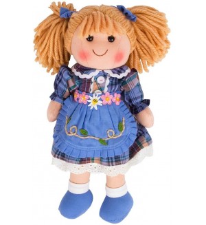 Мека кукла Bigjigs - Кати, с рокличка, 34 cm