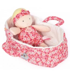 Мека кукла Doudou - Marylou, с текстилен кош за носене, 20 cm