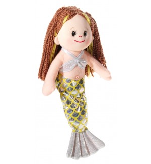 Мека кукла Heunec Poupetta - Малката русалка, с кестенява коса, 36 cm