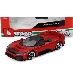 Метален автомобил Bburago - Ferrari F80 2024, 1:43, червен