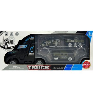 Метален автовоз Felyx Toys - С 5 военни превозни средства и хеликоптер