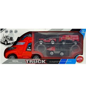 Метален автовоз Felyx Toys - С пожарни коли