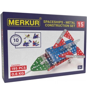 Метален конструктор 10 в 1 Merkur - Космически кораби, 195 части Метален конструктор 10 в 1 Merkur - Космически кораби, 195 части