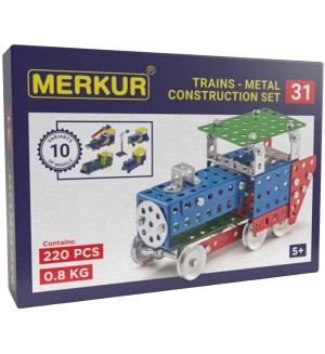 Метален конструктор 10 в 1 Merkur - Локомотиви, 220 части Метален конструктор 10 в 1 Merkur - Локомотиви, 220 части