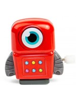 Метален мини робот Bigjigs - С механизъм за навиване, червен
