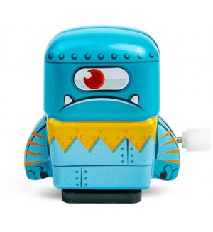 Метален мини робот Bigjigs - С механизъм за навиване, син