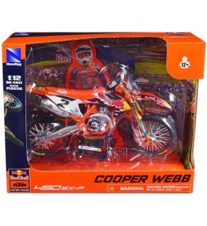Метален мотоциклет Newray - KTM 450 SX-F, Cooper Webb, 1:12