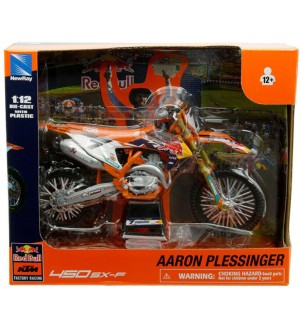 Метален мотоциклет Newray - Red Bull KTM 450 SX-F, Aaron Plessinger, 1:12