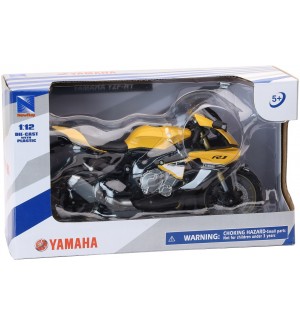 Метален мотоциклет Newray - Yamaha YZF-1, 1:12, жълт