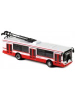 Метален тролейбус Rappa - 16 cm, червено-бял