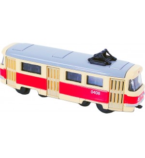 Метална играчка Rappa - Ретро трамвай, 1:162