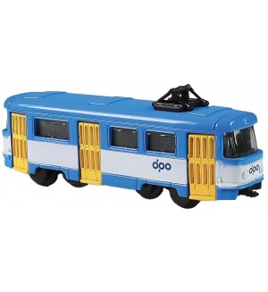 Метална играчка Rappa - Трамвай, 8.5 cm