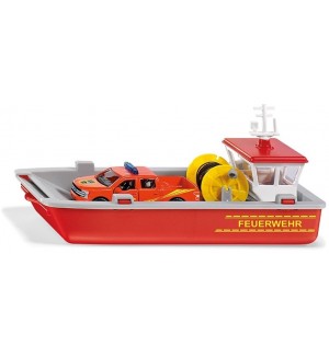 Метална играчка Siku - Пожарна лодка с пикап, 1:50