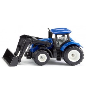 Метална играчка Siku - Трактор с предна лопата New Holland, син