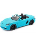Метална кола Bburago - Porsche 718 Boxster, 1:24, синя