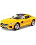 Метална количка Bburago - Mercedes Benz AMG GT (C190) 2016, 1:32, жълта