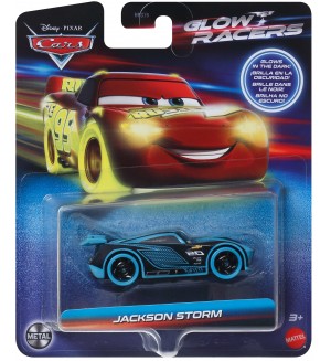 Метална количка Disney Pixar Cars - Glow Racers, Jackson Storm, 1:55