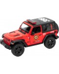 Метална количка Kinsmart Firefighter Edition - 2018 Jeep Wrangler Rubicon, 1:34, червена