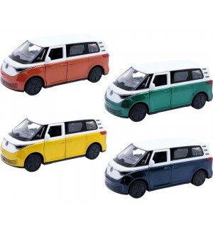Метална количка Goki - Volkswagen ID. Buzz, 1:34, асортимент