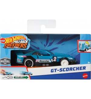 Метална количка Hot Wheels Pull-Back Speeders - GT Scorcher, 1:43   