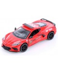 Метална количка Kinsmart Firefighter Edition - 2021 Chevrolet Corvette, 1:36, червена