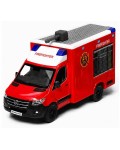 Метална количка Kinsmart Firefighter Edition - Mercedes-Benz Sprinter, с водно оръдие, 1:48