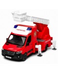 Метална количка Kinsmart Firefighter Edition - Mercedes-Benz Sprinter, със стълба, 1:48