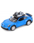 Метална количка Kinsmart - Porsche 911 GT2 RS, с багажник, 1:36, синя